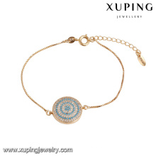 74724 Xuping jóias ímã azul turquesa bem banhado a ouro correntes pulseira